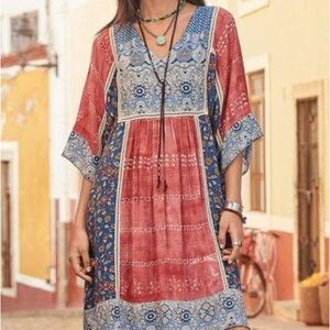 Sundance Bohemian Mini Dress Paisley Floral Embroidered S‎